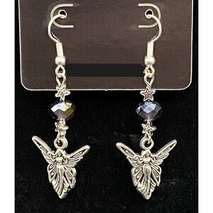 Handmade Fairy with Stars & Iridescent AB Purple Crystal Earrings by Neanie-Bot